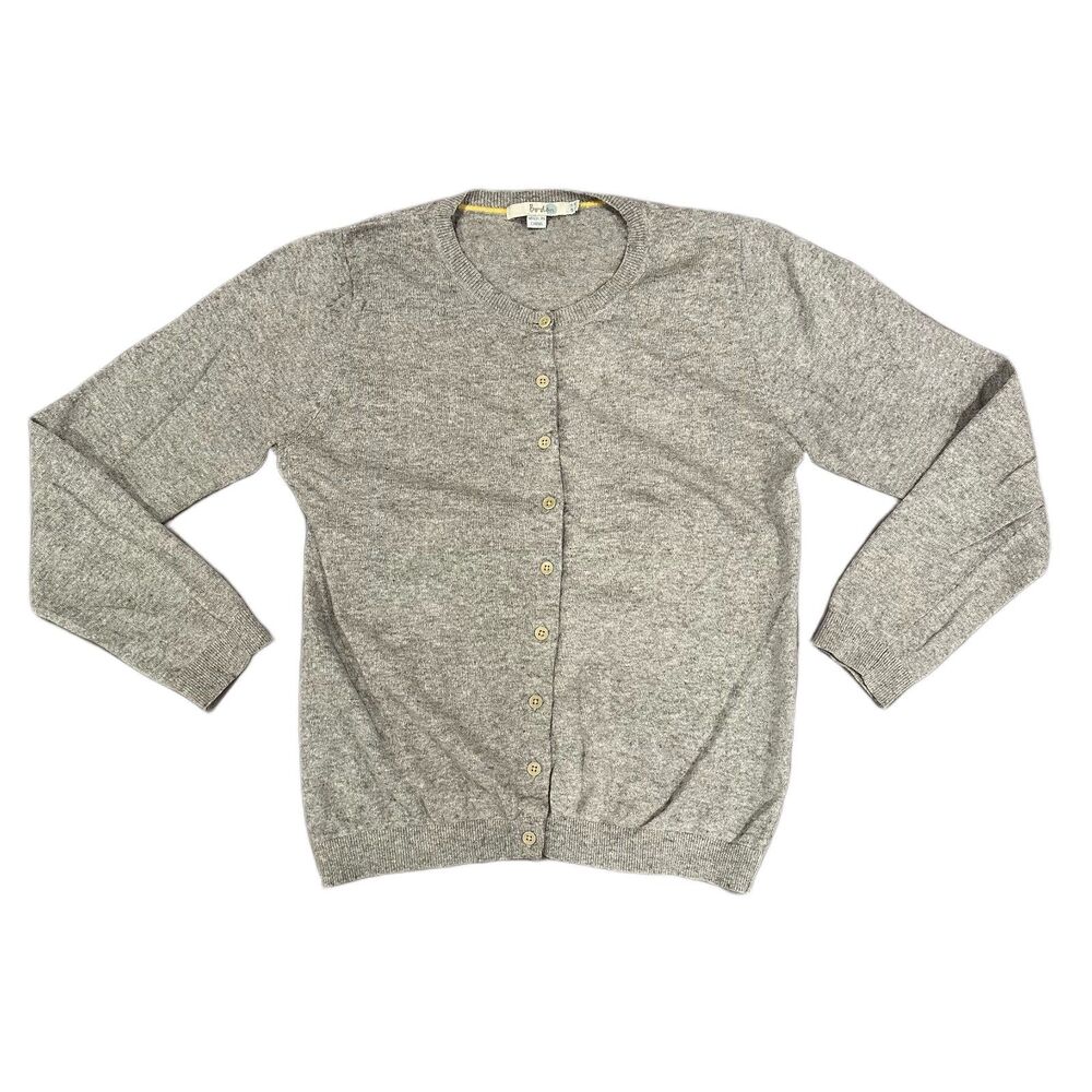 Boden Gray Knit Cashmere Cotton Blend Cardigan Women's Size 10 Medium